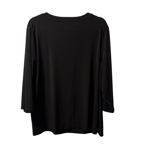 Tahari Woman Black 3/4 Sleeve Zip Front Top Sz 2X blouse - Picture 7 of 12